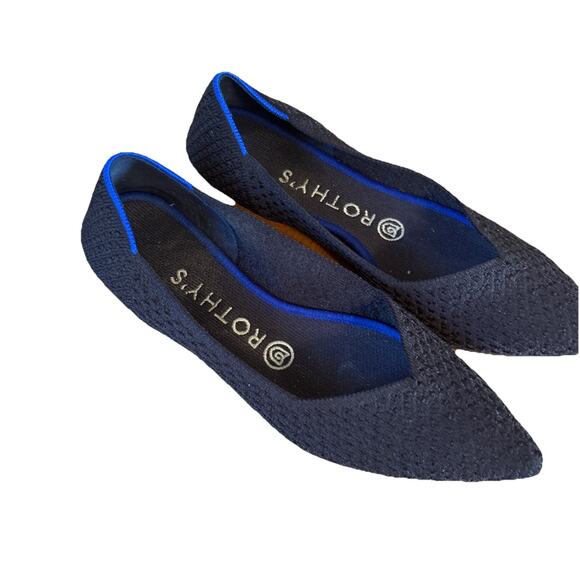 ROTHY'S 'The Point' Size 7 Black Knit Ballet Flat Ecco Friendly Washable - Picture 6 of 6